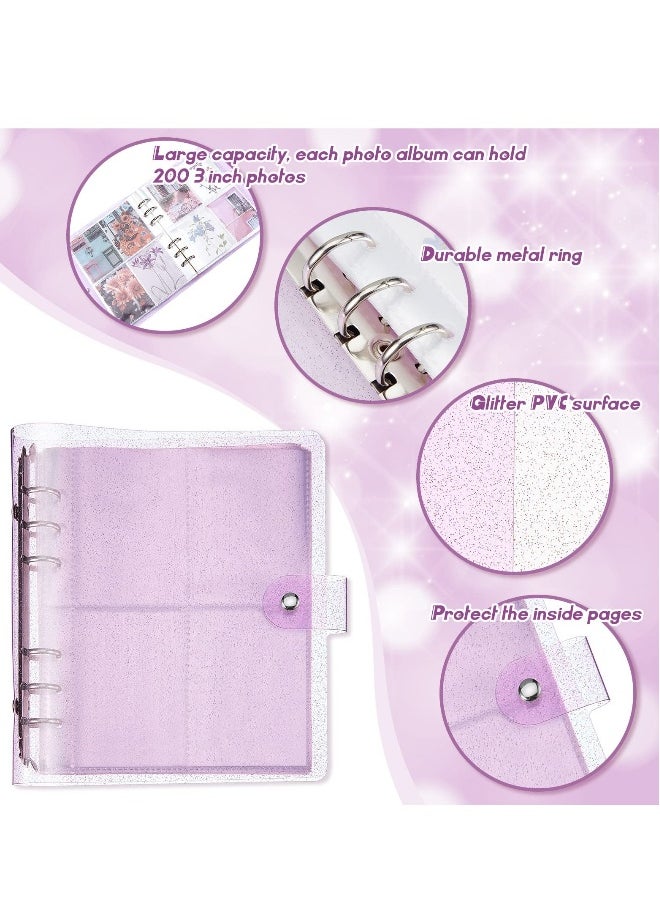 3 Pcs portable photo card holder books, 600 bags of photo storage, 3 inches of photos, 6 rings of shiny transparent photo cards, flip charts, photo albums, postcard storage