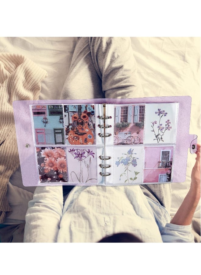 3 Pcs portable photo card holder books, 600 bags of photo storage, 3 inches of photos, 6 rings of shiny transparent photo cards, flip charts, photo albums, postcard storage
