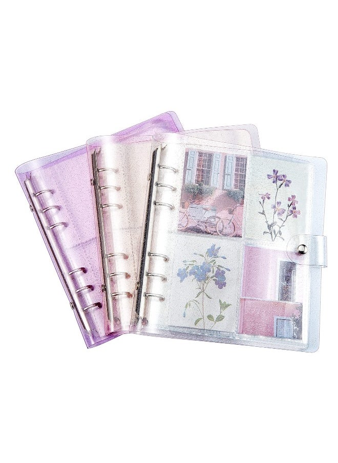 3 Pcs portable photo card holder books, 600 bags of photo storage, 3 inches of photos, 6 rings of shiny transparent photo cards, flip charts, photo albums, postcard storage