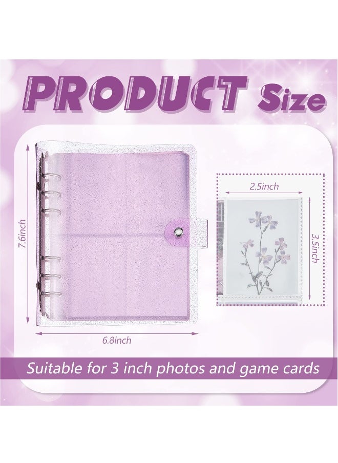 3 Pcs portable photo card holder books, 600 bags of photo storage, 3 inches of photos, 6 rings of shiny transparent photo cards, flip charts, photo albums, postcard storage