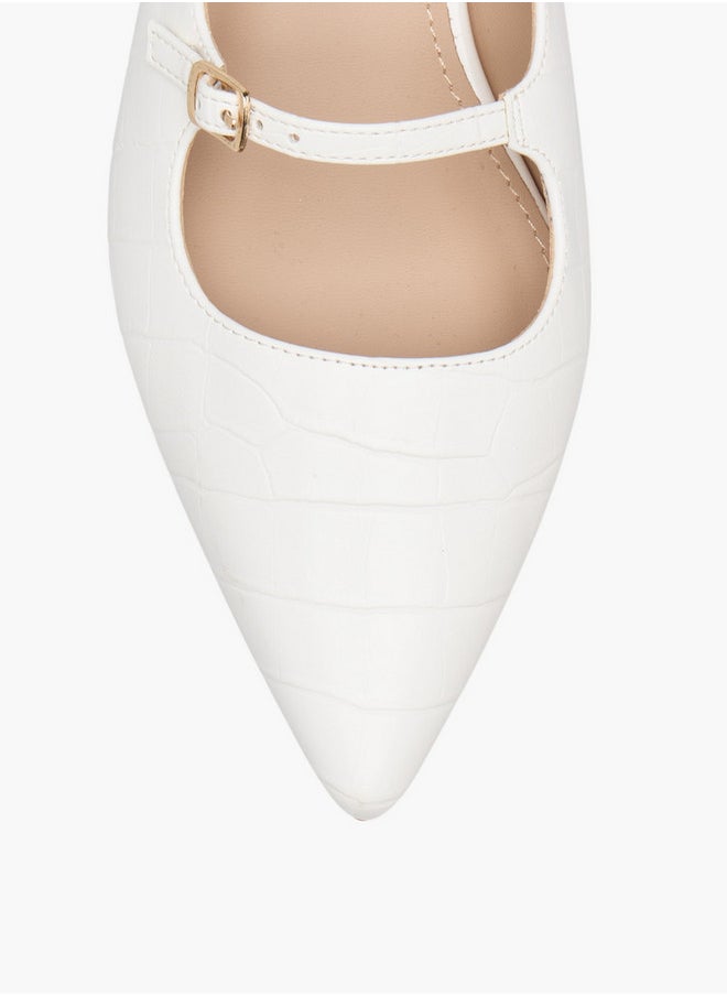 Textured Slip-On Shoes with Kitten Heels