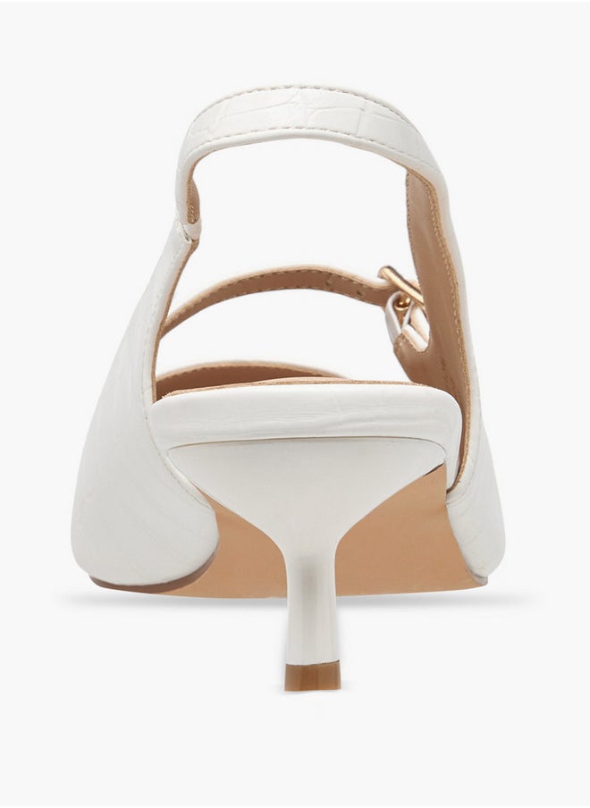 Textured Slip-On Shoes with Kitten Heels