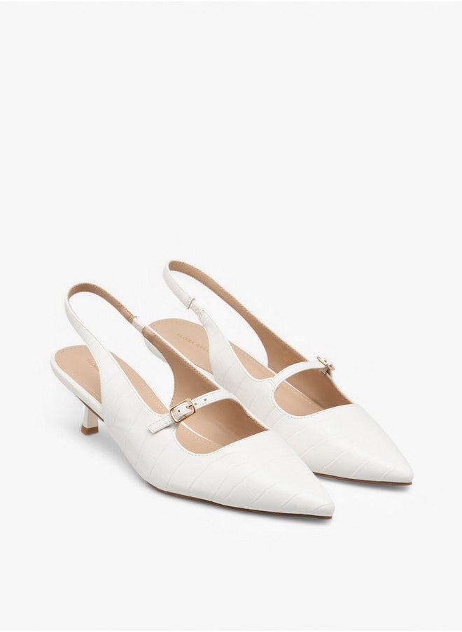 Textured Slip-On Shoes with Kitten Heels