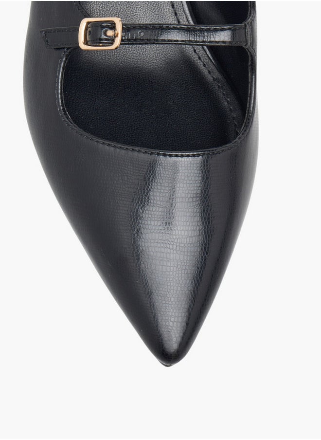 Textured Slip-On Shoes with Kitten Heels