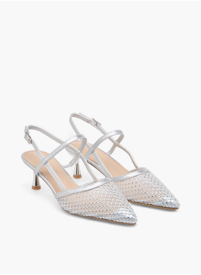Embellished Pointed Toe Shoes with Buckle Closure and Stiletto Heels