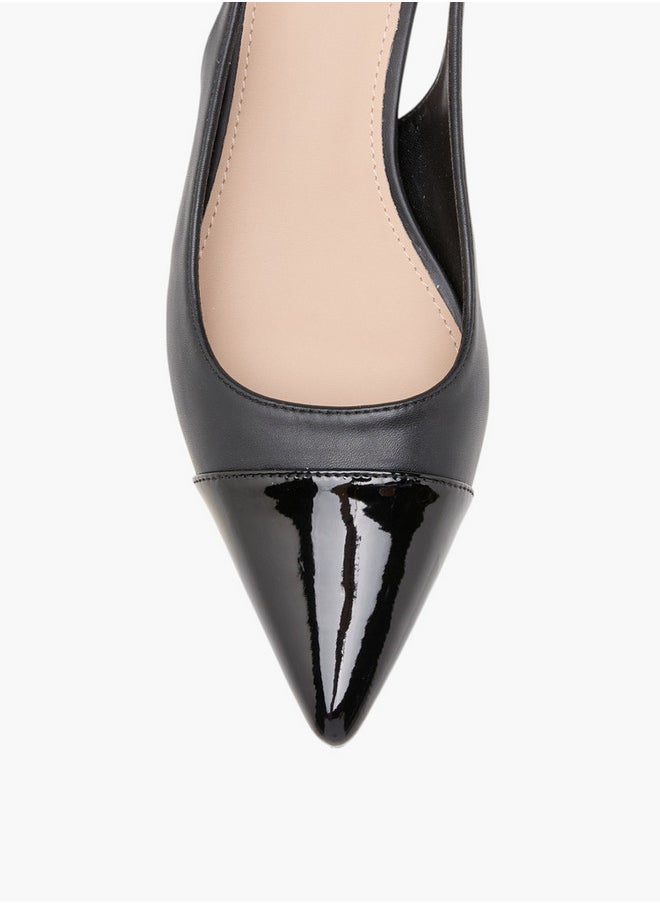 Women's Monogram Print Pointed Toe Slingback Shoes with Kitten Heels