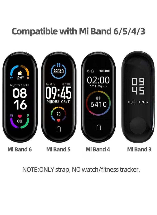 Strap Compatible Xiaomi Mi Band 6/5/4/3, Replacement Bracelet Wristbands for Mi Band 6 Correa NFC Global Version Metal Stainless Steel (Black)