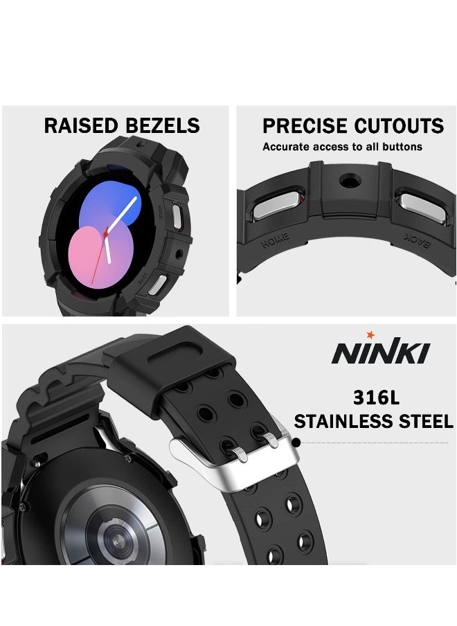 Compatible Samsung Galaxy Watch 4/5 Band with Shockproof Case and Anti-Scratch Protection, TPU Sport Strap (44mm)