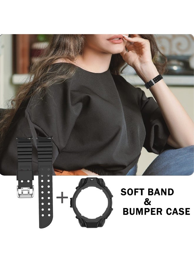 Compatible Samsung Galaxy Watch 4/5 Band with Shockproof Case and Anti-Scratch Protection, TPU Sport Strap (44mm)