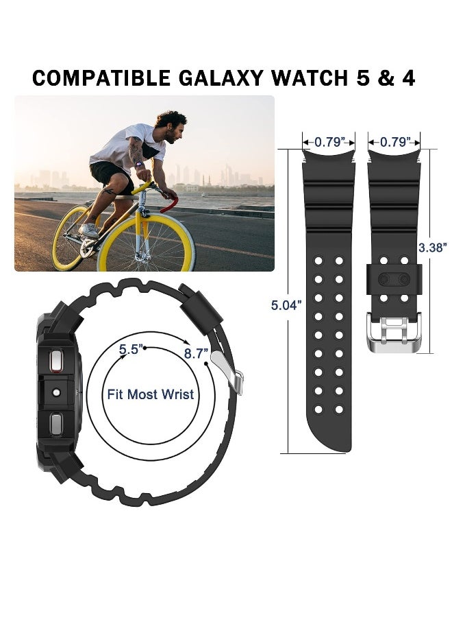 Compatible Samsung Galaxy Watch 4/5 Band with Shockproof Case and Anti-Scratch Protection, TPU Sport Strap (44mm)