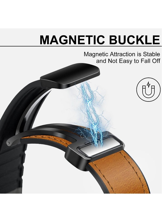 Genuine Leather Magnetic Buckle Watch Band for Apple Watch Ultra/Series 49mm, 45mm, 44mm, 42mm, Classic Brown Strap