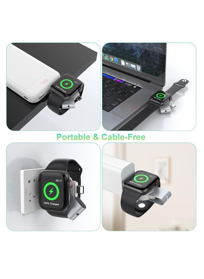 Charger for Apple Watch Portable iWatch USB Wireless Charger, 2-in-1 USB-A &USB-C Fast Charging Magnetic Cordless Travel Charger for Apple Watch Series Ultra 8 7 SE 6 5 4 3 2