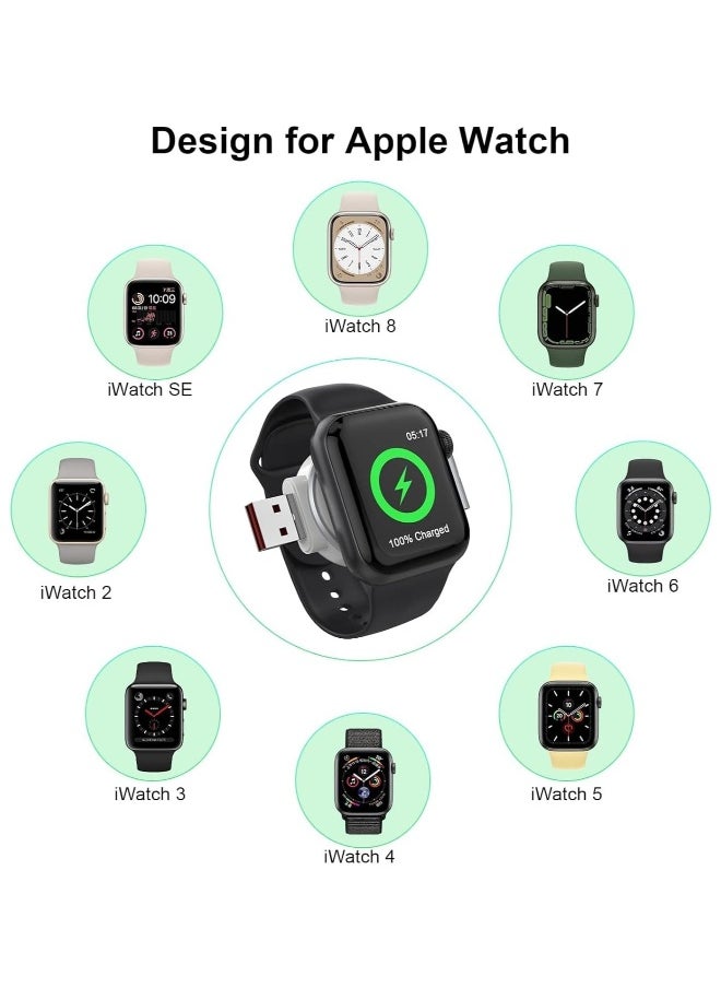 Charger for Apple Watch Portable iWatch USB Wireless Charger, 2-in-1 USB-A &USB-C Fast Charging Magnetic Cordless Travel Charger for Apple Watch Series Ultra 8 7 SE 6 5 4 3 2