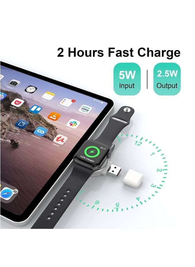 Charger for Apple Watch Portable iWatch USB Wireless Charger, 2-in-1 USB-A &USB-C Fast Charging Magnetic Cordless Travel Charger for Apple Watch Series Ultra 8 7 SE 6 5 4 3 2
