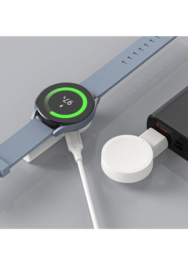 Portable Galaxy Watch Charger, USB Type-C Portable Charger for Samsung Galaxy Watch6/5/5Pro/4/4Classic/Active2 Wireless Smart Watch Accessories Rotatable Dual Charging Mode Adapter