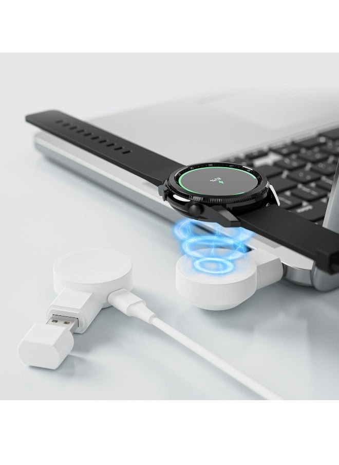 Portable Galaxy Watch Charger, USB Type-C Portable Charger for Samsung Galaxy Watch6/5/5Pro/4/4Classic/Active2 Wireless Smart Watch Accessories Rotatable Dual Charging Mode Adapter