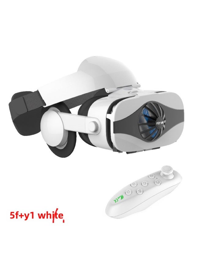 FIIT VR 5F 3D Glasses Mobile Phone Vr Virtual Reality Glasses Headset 3D Helmet Headset Version Radiator-Color:5F + Y1 White