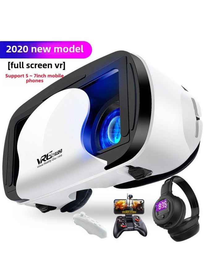 White One-piece Gift VR Classic Cinema Mobile Phone Glasses Glasses 3DVRG Special Generation Glasses-Color:Game Controller + Stand