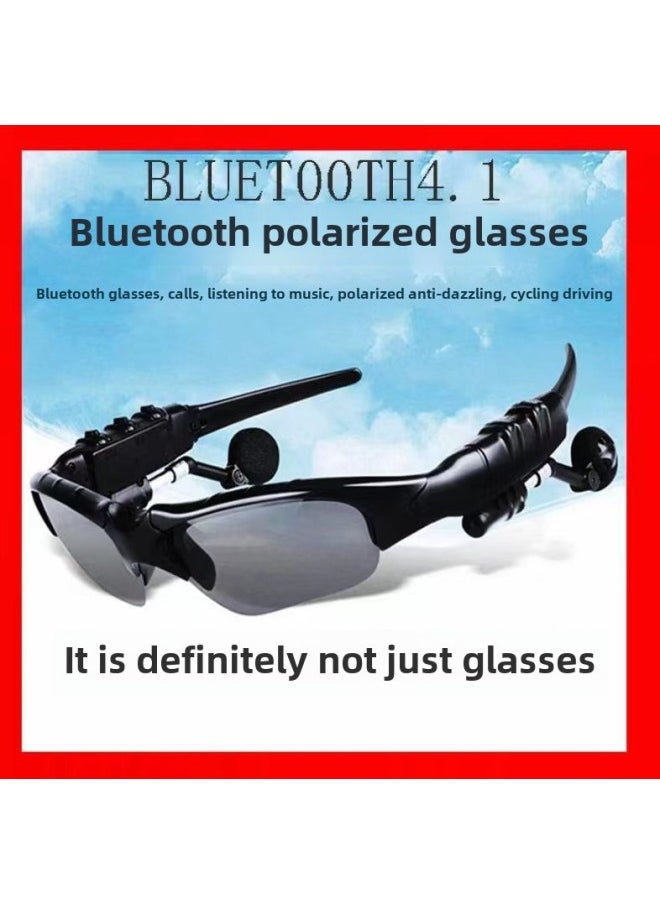 5.0 Card Glasses Listen To Songs Wireless Smart Bluetooth Glasses Headset Sports Polarized Sunglasses Ink Mobile Phone Universal-Color:Polarized Blue