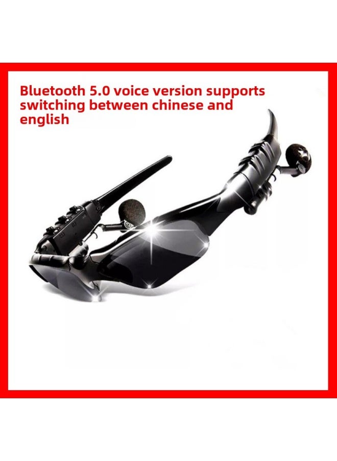 5.0 Card Glasses Listen To Songs Wireless Smart Bluetooth Glasses Headset Sports Polarized Sunglasses Ink Mobile Phone Universal-Color:Polarized Blue