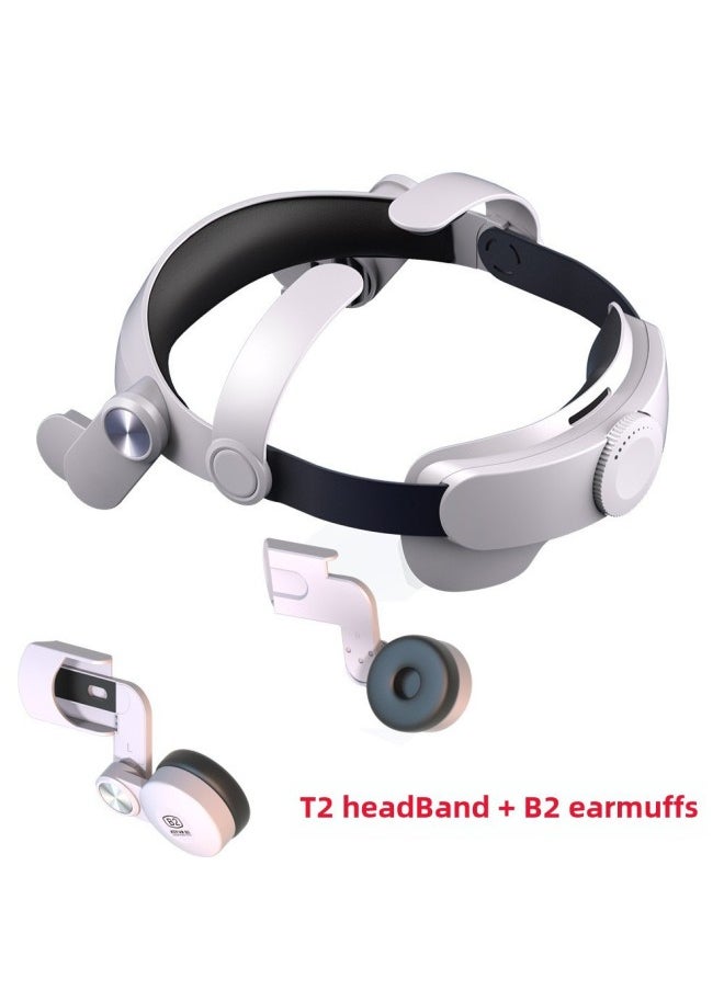Comfortable Elite Vr Headset Headband Adapter For Oculus Quest2 Accessories T2 Digital Computer Glasses-Color:T2 Head Wear Neutral + B2 Earmuffs