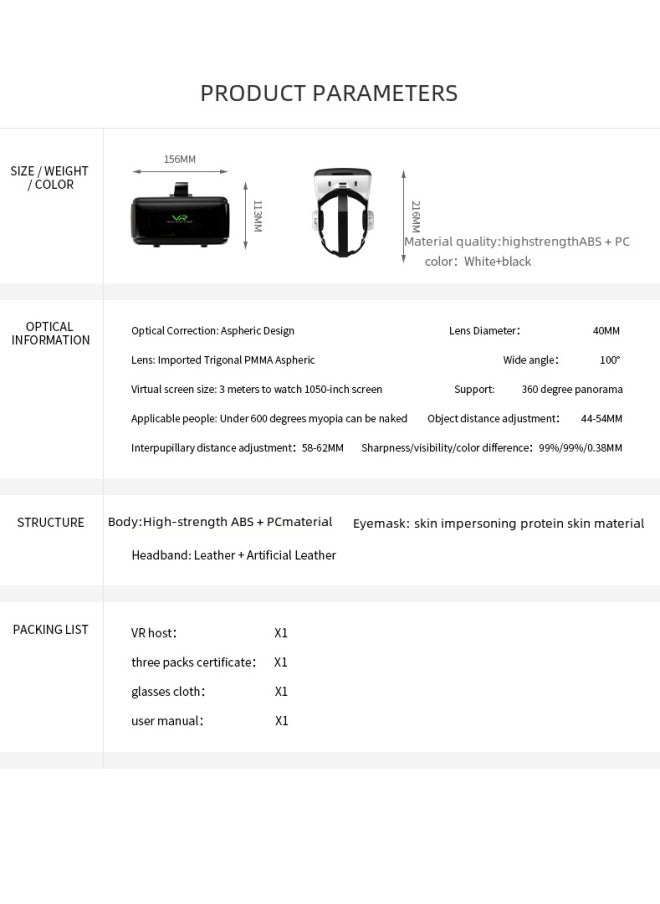 Qianhuang Mirror G06e Earphone Version Mobile Virtual Reality 3d Glasses Vr G06 Headset Digital Computer Glasses-Color:G06B Ordinary +052 Handle