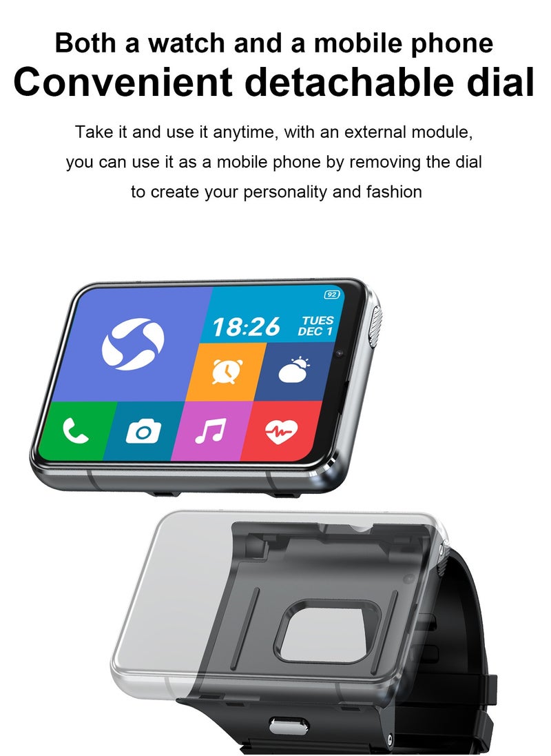 2.88″ Large HD Touch Screen 4G Android Smartwatch with SIM Card Slot, Full-Netcom Android 9.0, Dual HD Cameras (1300W + 500W)