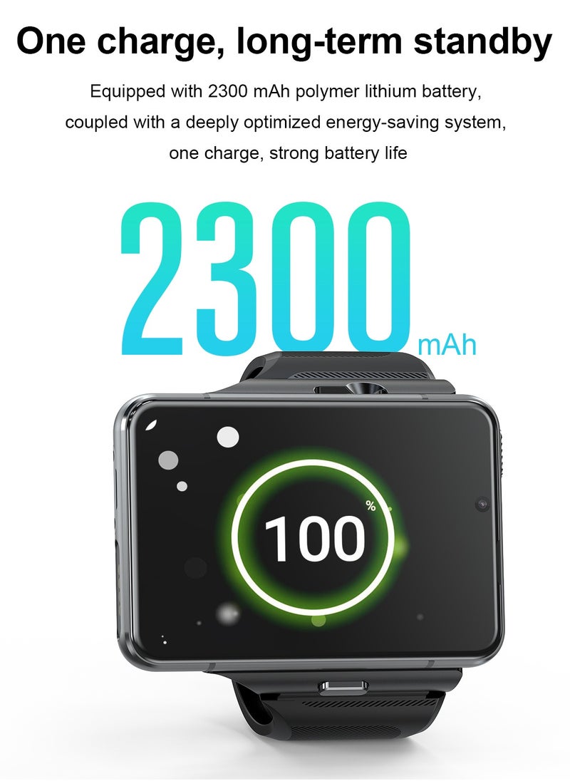 2.88″ Large HD Touch Screen 4G Android Smartwatch with SIM Card Slot, Full-Netcom Android 9.0, Dual HD Cameras (1300W + 500W)
