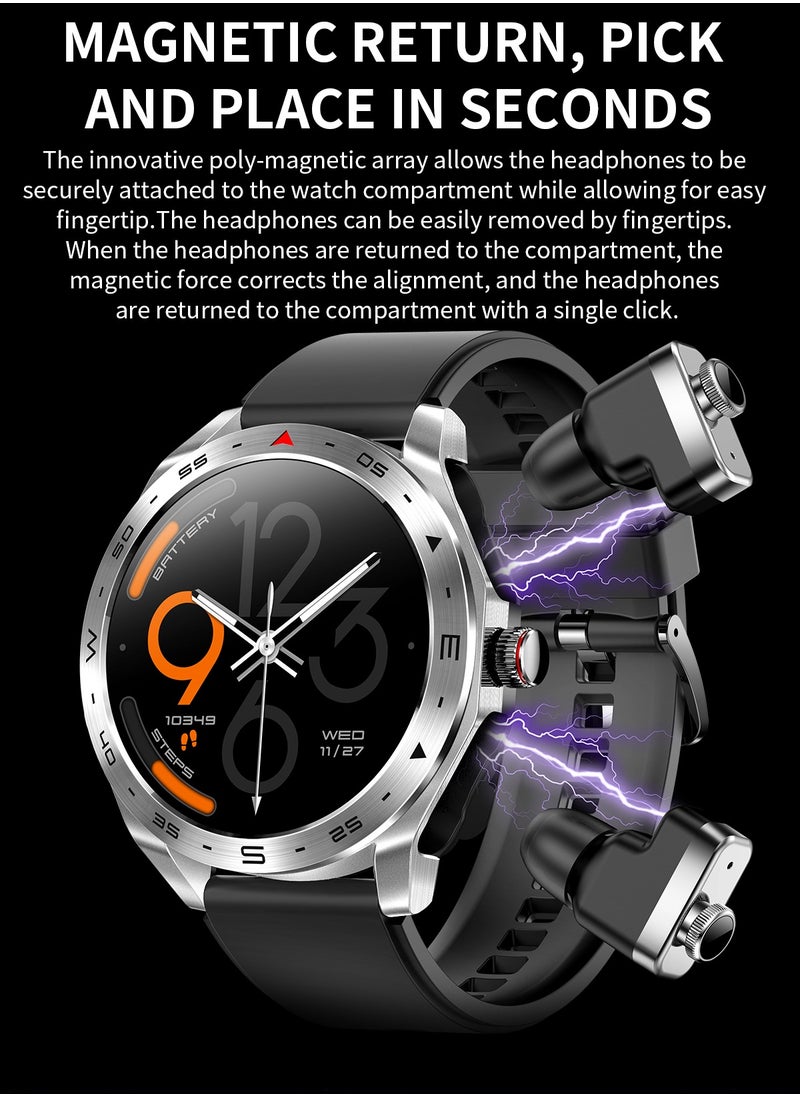 Innovative 2-in-1 Smartwatch with TWS Earbuds – 1.52″ HD Octagonal Metal Design, 4G Android SIM Card, Dynamic Rotary Crown, Dual HD Cameras & Multi-Sport Modes