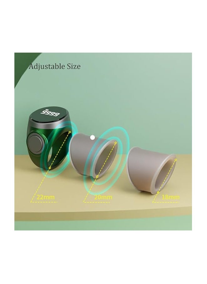 Tasbih Ring Smart Counter with Vibrating Alarm - Prayer Times Reminder, Muslim Prayer OLED Display Waterproof Tasbih Counter Wearable Technology Black - 20mm