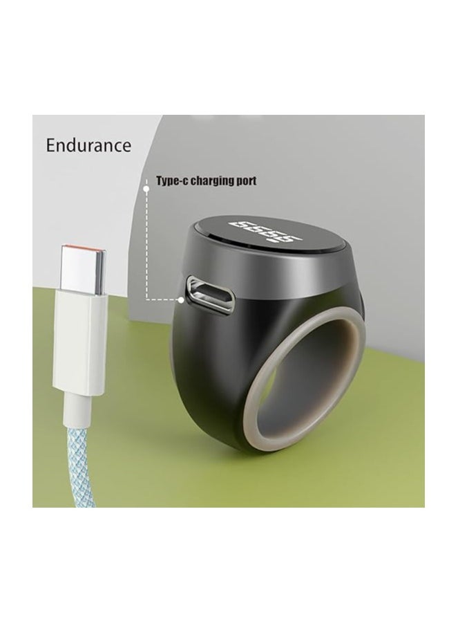 Tasbih Ring Smart Counter with Vibrating Alarm - Prayer Times Reminder, Muslim Prayer OLED Display Waterproof Tasbih Counter Wearable Technology Black - 20mm