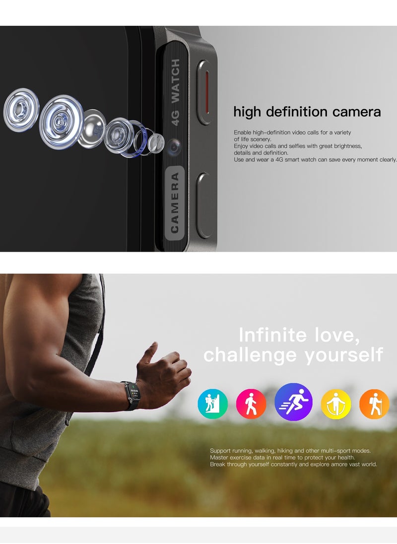 2.13″ AMOLED HD Smartwatch with 4G SIM, Heart-Rate & Fitness Tracking, Quad-Core CPU, 1000mAh Battery – Independent Calls & Messages