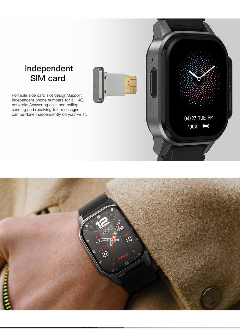 2.13″ AMOLED HD Smartwatch with 4G SIM, Heart-Rate & Fitness Tracking, Quad-Core CPU, 1000mAh Battery – Independent Calls & Messages