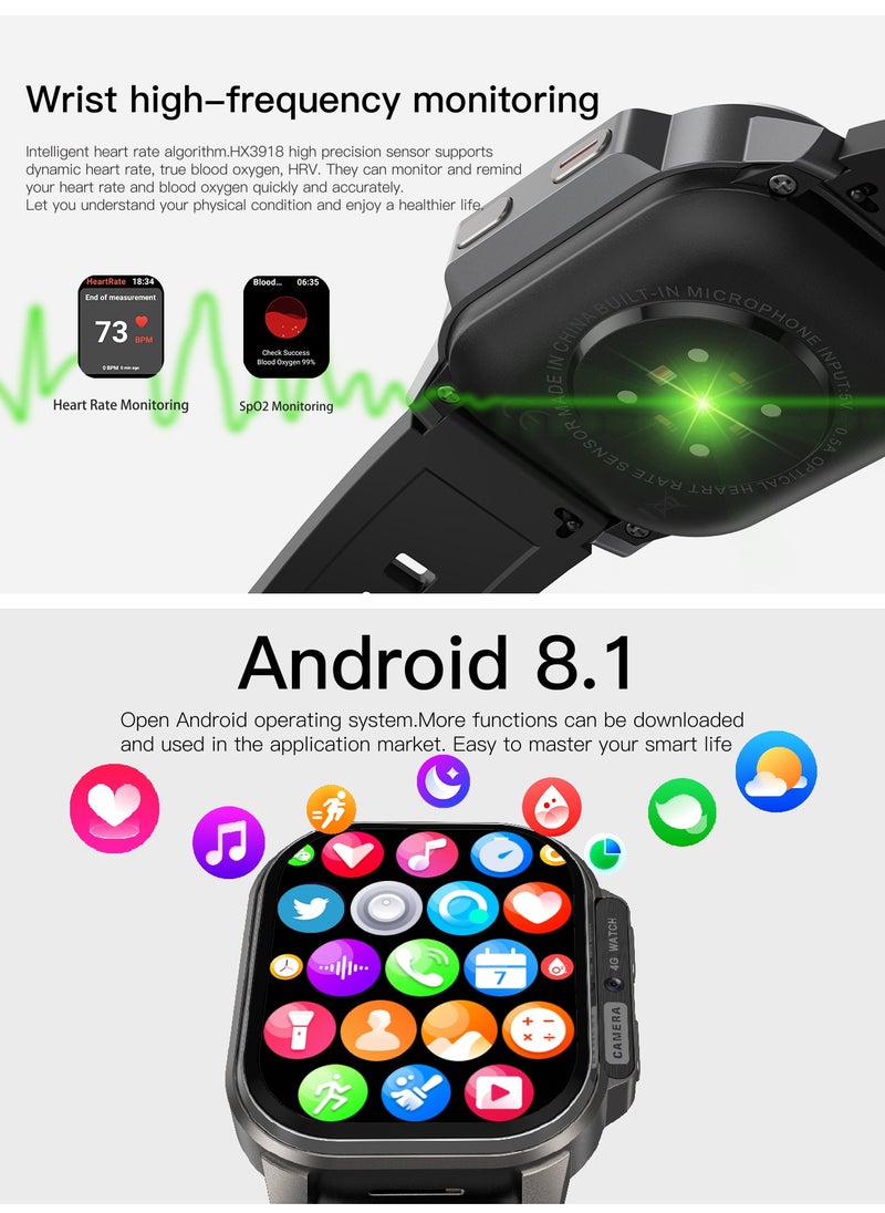 2.13″ AMOLED HD Smartwatch with 4G SIM, Heart-Rate & Fitness Tracking, Quad-Core CPU, 1000mAh Battery – Independent Calls & Messages