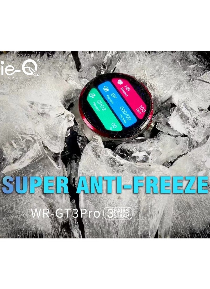Hie-Q WR-GT3 Pro Smartwatch with TWS Earbuds, AMOLED Display, Bluetooth Calling, Fitness & Health Monitoring, 2 Straps, Japanese Battery – Android & iOS Compatible