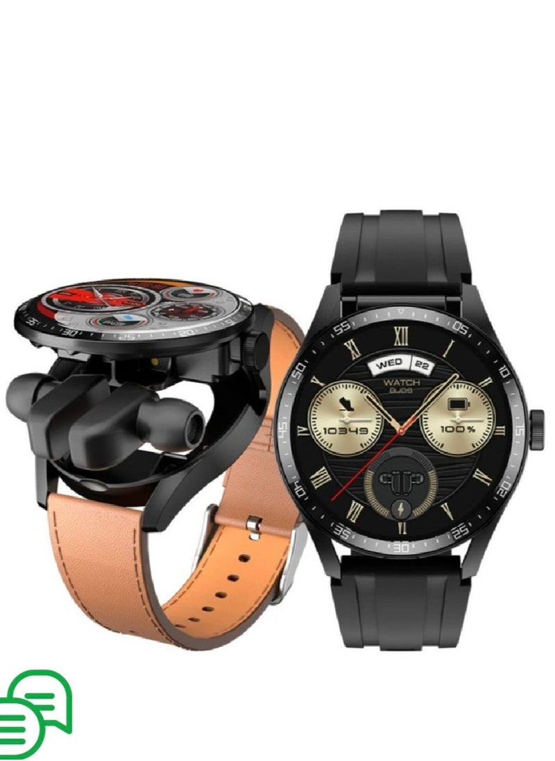 Hie-Q WR-GT3 Pro Smartwatch with TWS Earbuds, AMOLED Display, Bluetooth Calling, Fitness & Health Monitoring, 2 Straps, Japanese Battery – Android & iOS Compatible