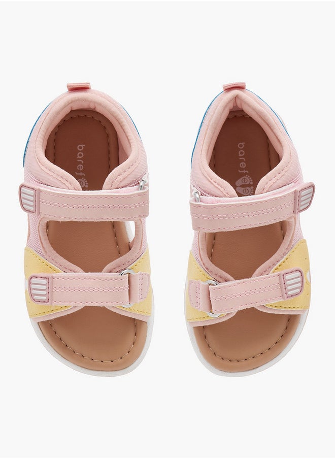 Girls Panelled Backstrap Sandals with Hook and Loop Closure