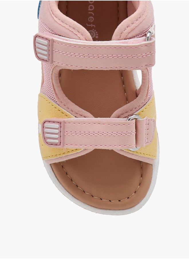 Girls Panelled Backstrap Sandals with Hook and Loop Closure