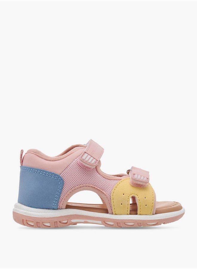 Girls Panelled Backstrap Sandals with Hook and Loop Closure