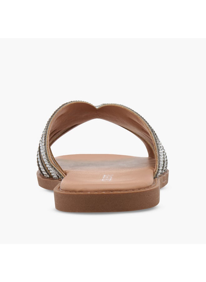 Girls Embellished Slip-On Flat Sandals - G14895-AA70