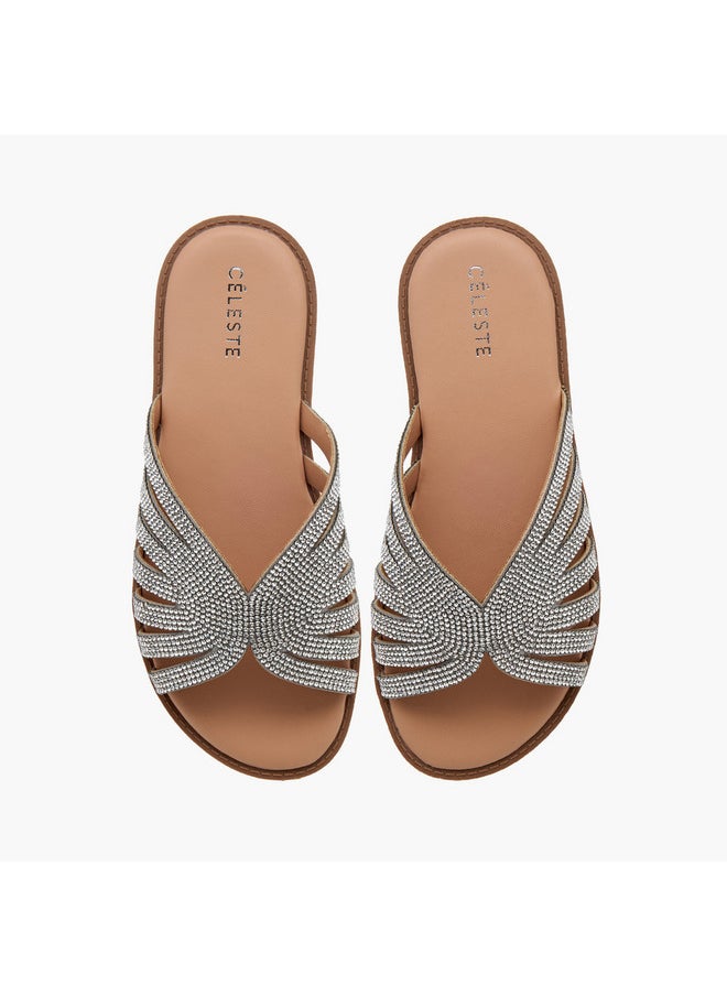 Girls Embellished Slip-On Flat Sandals - G14895-AA70