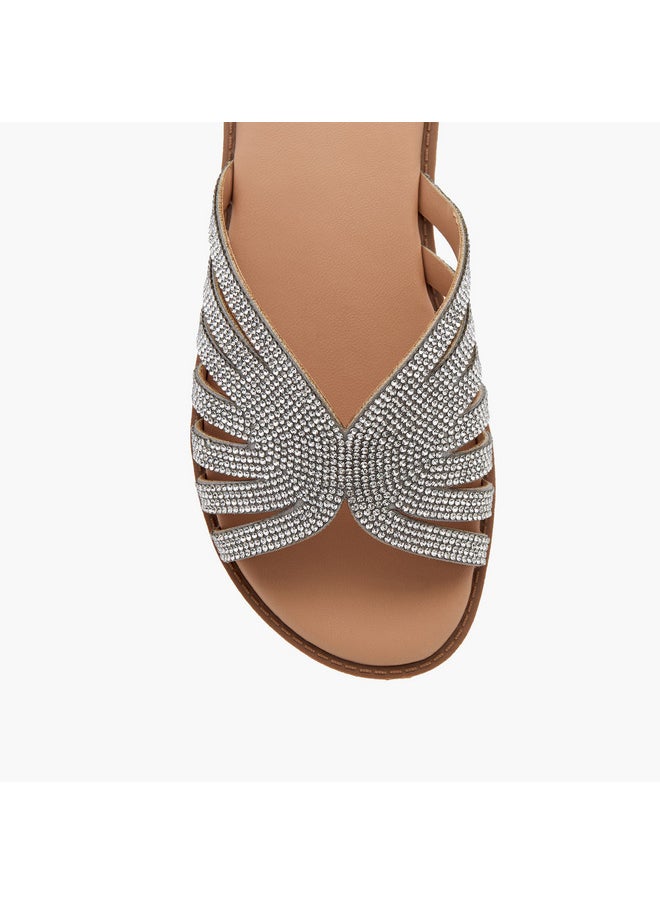 Girls Embellished Slip-On Flat Sandals - G14895-AA70