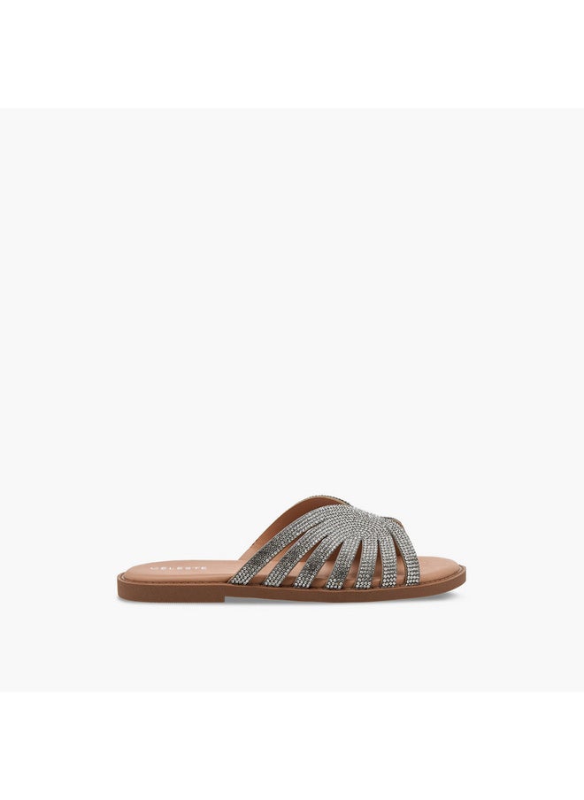 Girls Embellished Slip-On Flat Sandals - G14895-AA70