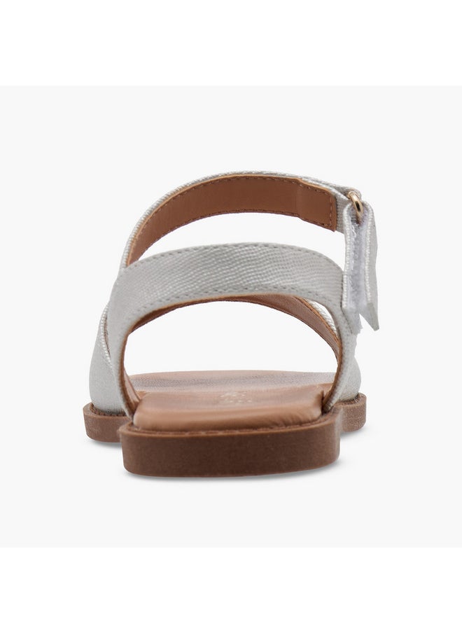 Girls Textured Flat Sandals with Hook and Loop Closure