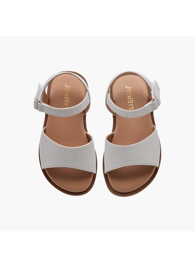 Girls Textured Flat Sandals with Hook and Loop Closure