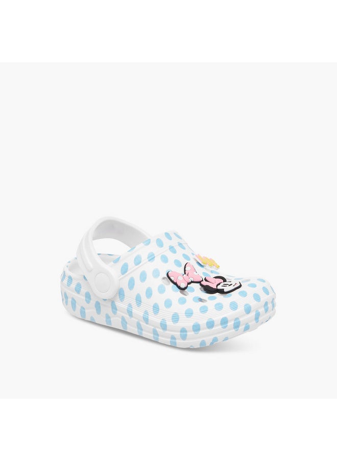Girls Minnie Mouse Applique Detail Clogs with Backstrap