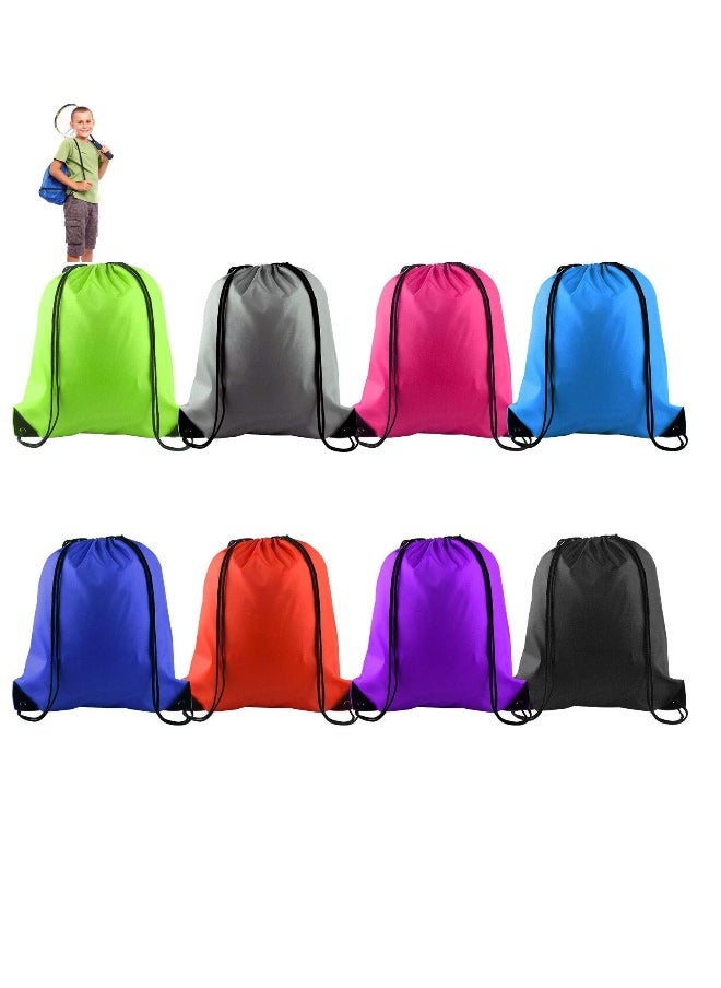 8 Pcs Waterproof Drawstring Bags Versatile for Gym Beach Travel Ideal for Clothes Shoes Toiletries for All Ages