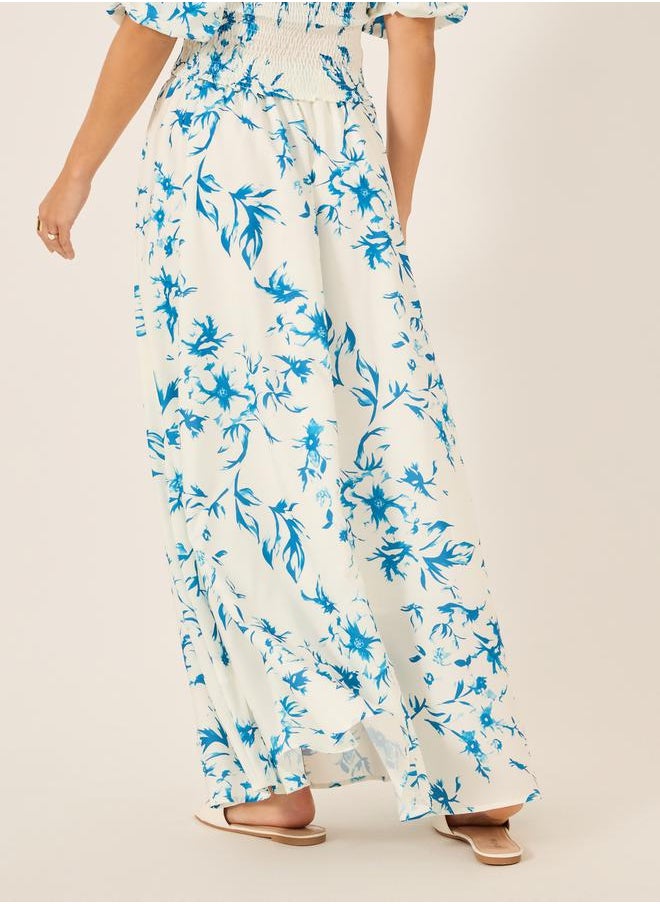 All-Over Print Flared Maxi Skirt