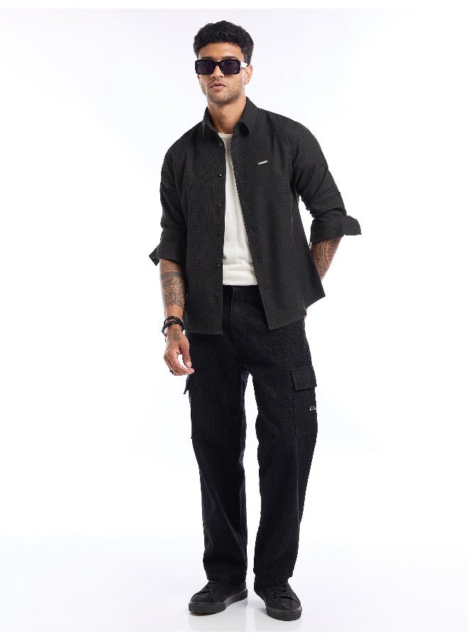 Black Waffle Texture Shirt