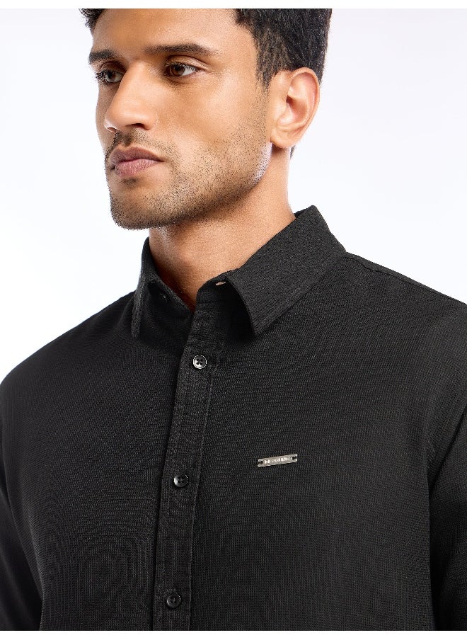 Black Waffle Texture Shirt